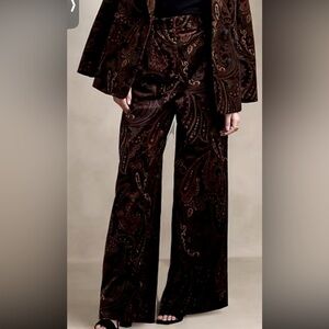 Paisley Patterned Wide-Leg Pants